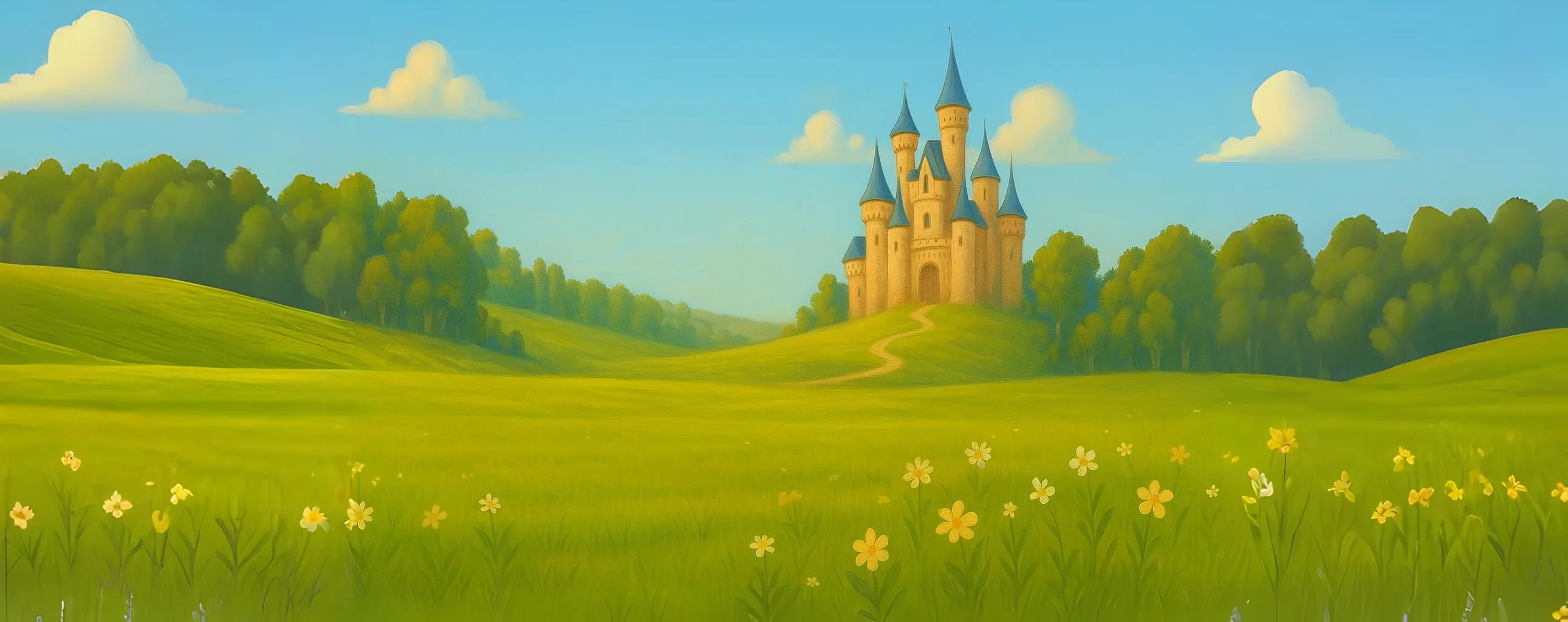 Paisaje con un castillo en el fondo